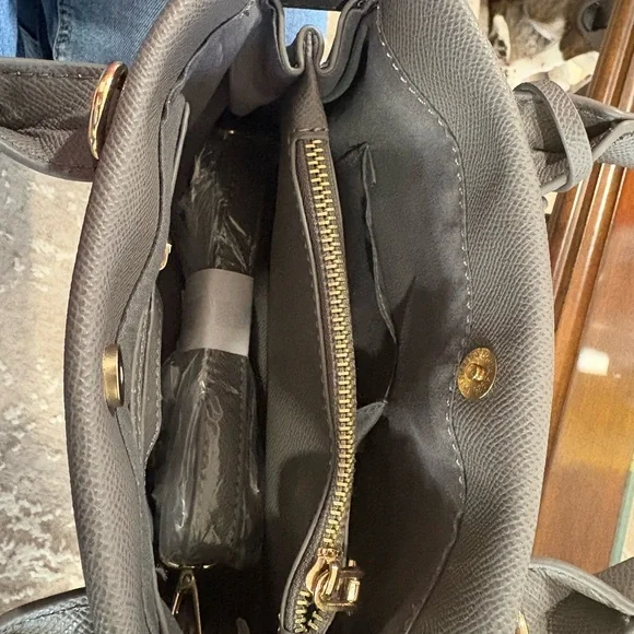 Bebe Charcoal Satchel with Gold Details - Picture 4 of 6